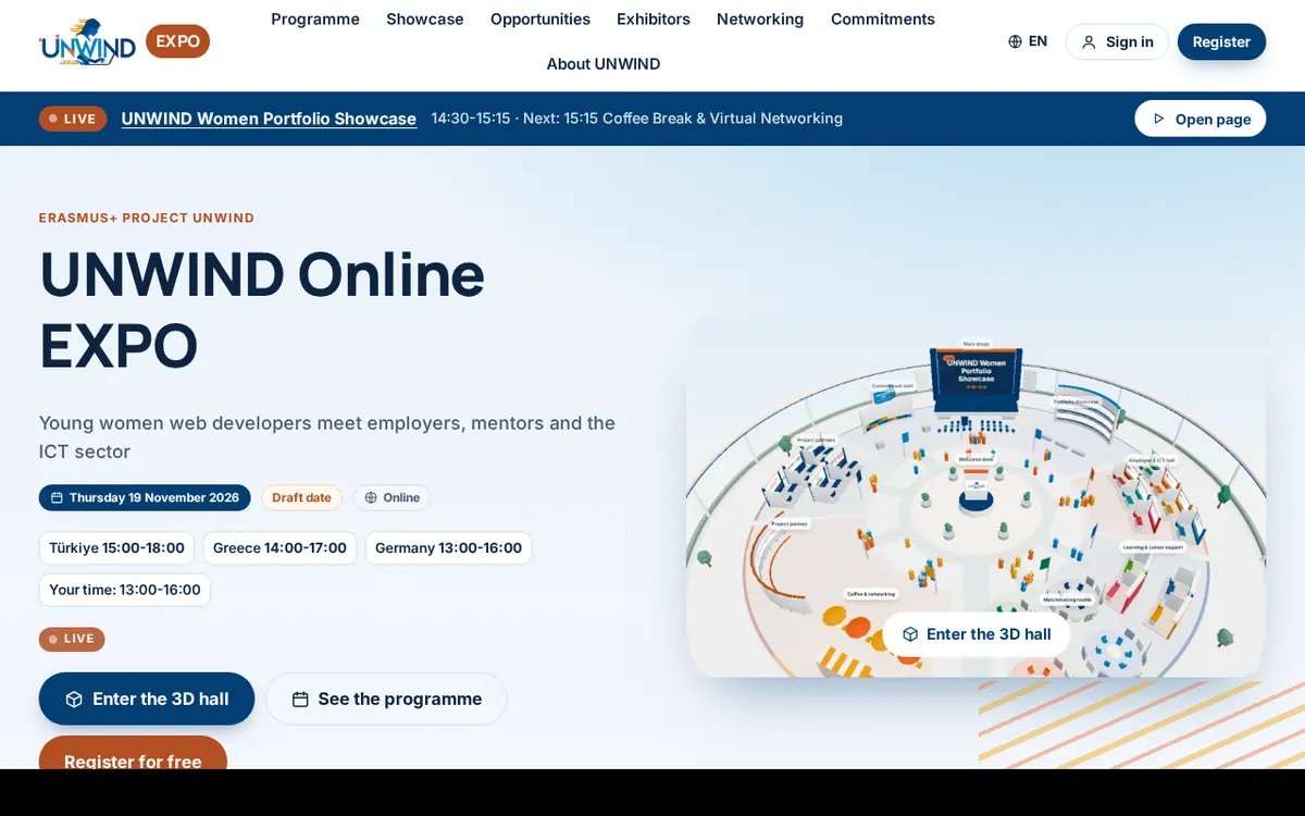 Bildschirmfoto: UNWIND Online EXPO